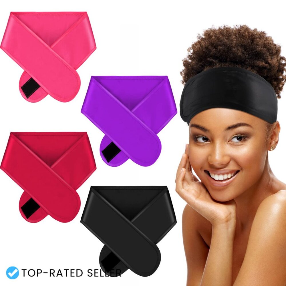 Satin Hair Wrap Scarf Adjustable Silk Headband for Sleeping Nonslip Strips